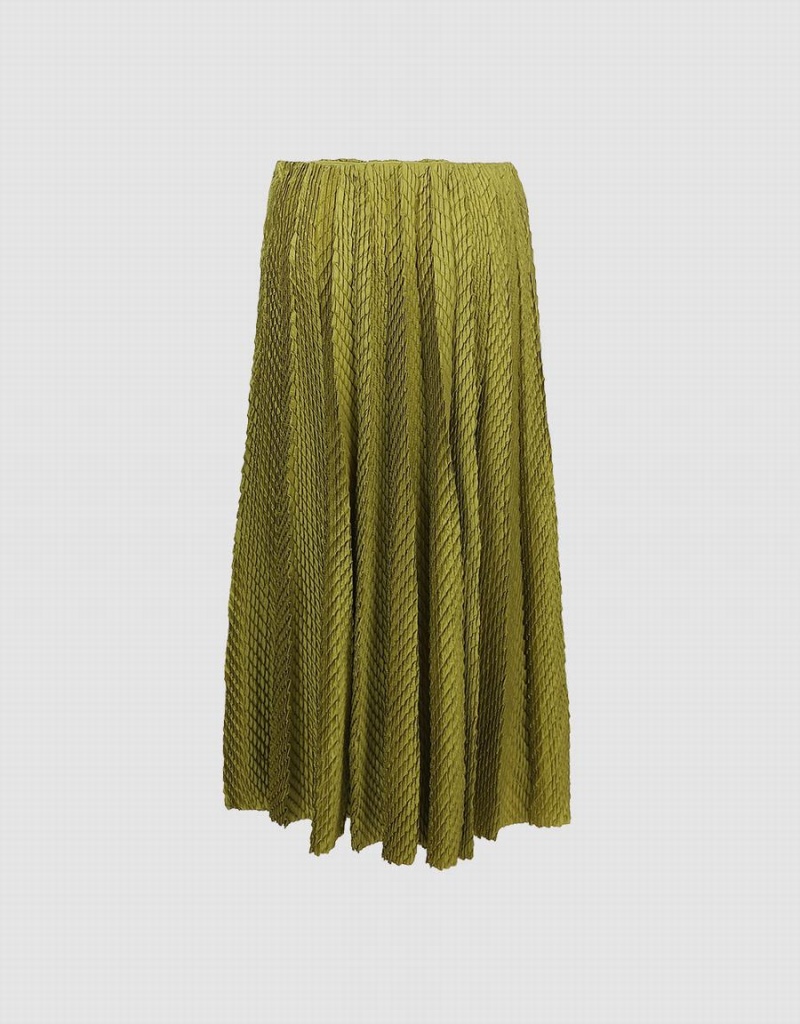 Jupes Urban Revivo Textured Plissé Maxi Femme Vert | QVC2010TS