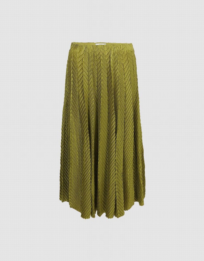 Jupes Urban Revivo Textured Plissé Maxi Femme Vert | QVC2010TS