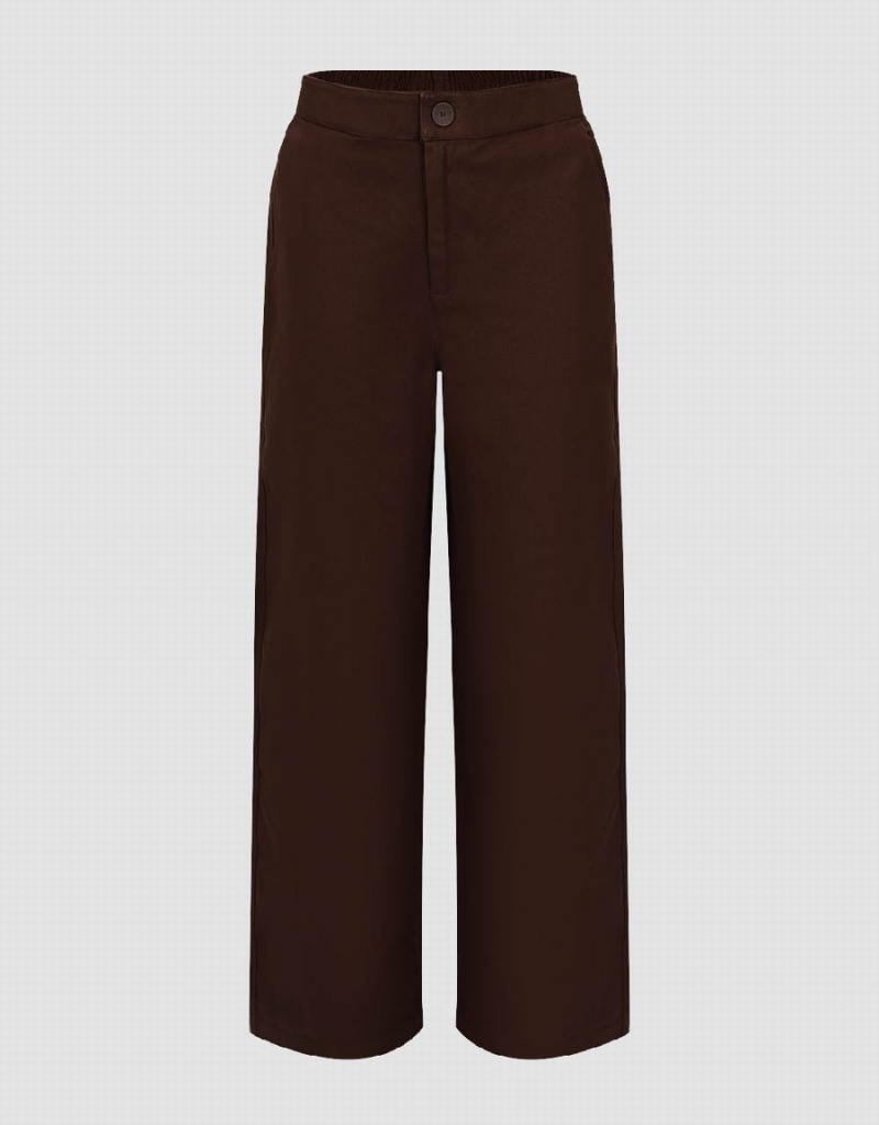 Pantalon Urban Revivo Droit Femme Marron Foncé | KEK5812HM