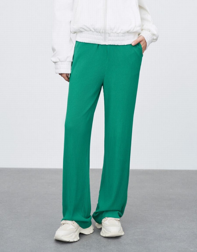 Pantalon Urban Revivo Elastic Taille Droit Femme Vert | IMG5097AD