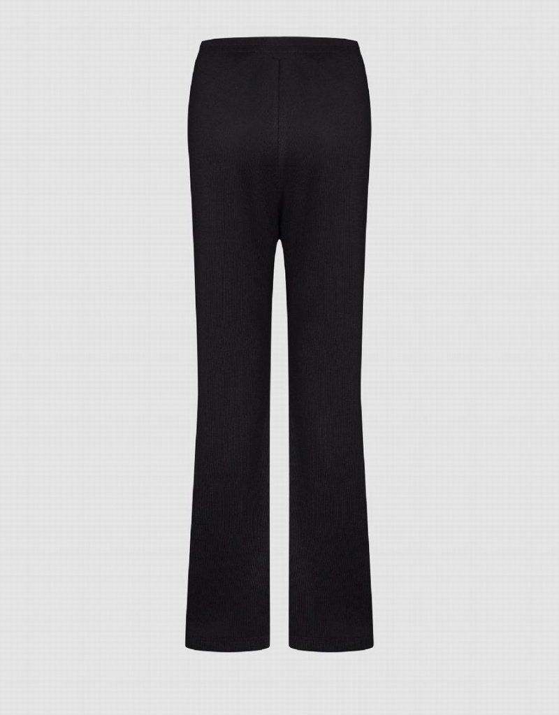 Pantalon Urban Revivo Elastic Taille Tricoté Flare Femme Noir | XJA9333KO