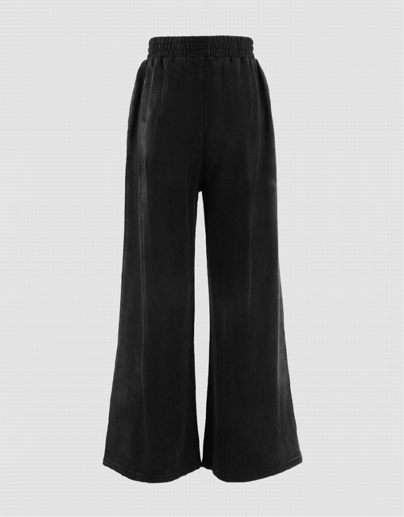 Pantalon Urban Revivo Elastic Taille Tricoté Droit Femme Noir | UEI131ER