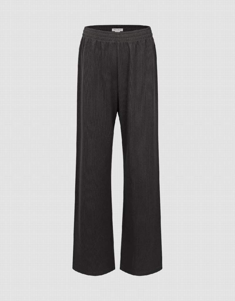 Pantalon Urban Revivo Elastic Taille Tricoté Droit Femme Noir | YCS1633IT