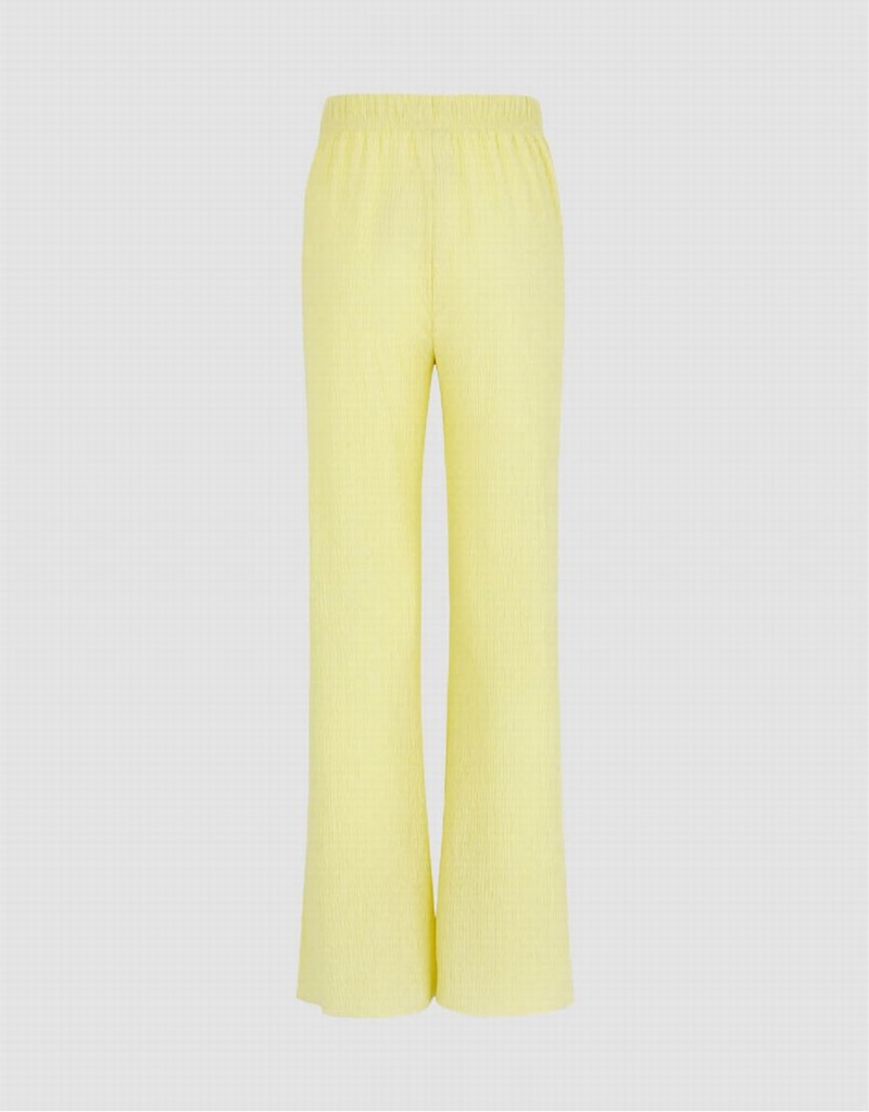 Pantalon Urban Revivo Elastic Taille Tricoté Flare Femme Jaune | TIE8492JT