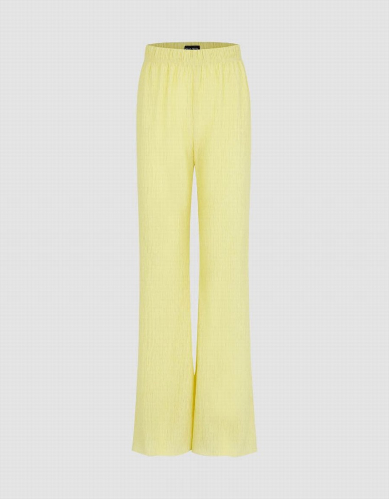 Pantalon Urban Revivo Elastic Taille Tricoté Flare Femme Jaune | TIE8492JT