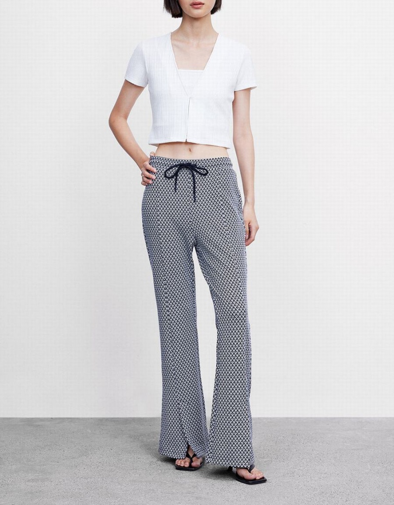 Pantalon Urban Revivo Houndstooth Flare Femme Grise | JPL5898WR