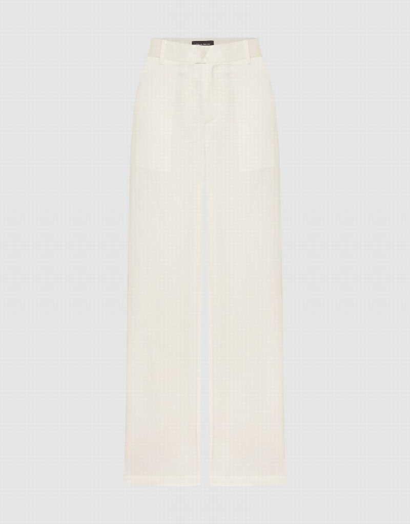 Pantalon Urban Revivo Larges-Leg Femme Blanche | LIH9836HX