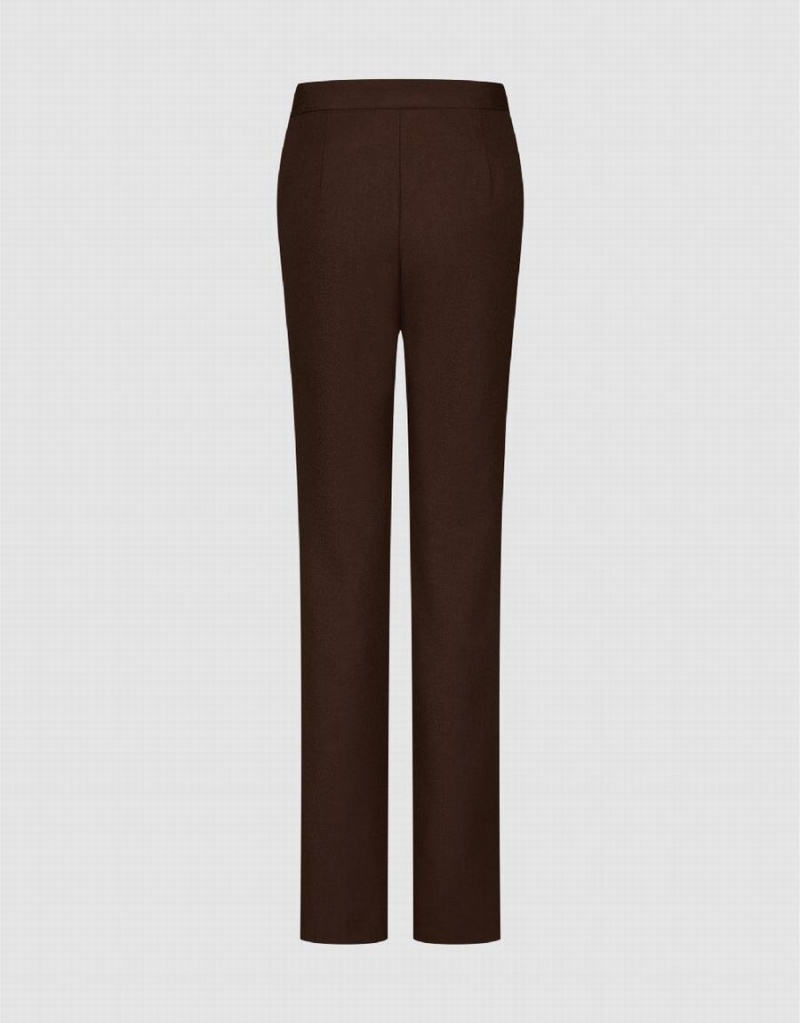 Pantalon Urban Revivo Mince Droit Femme Marron | SUX835JA