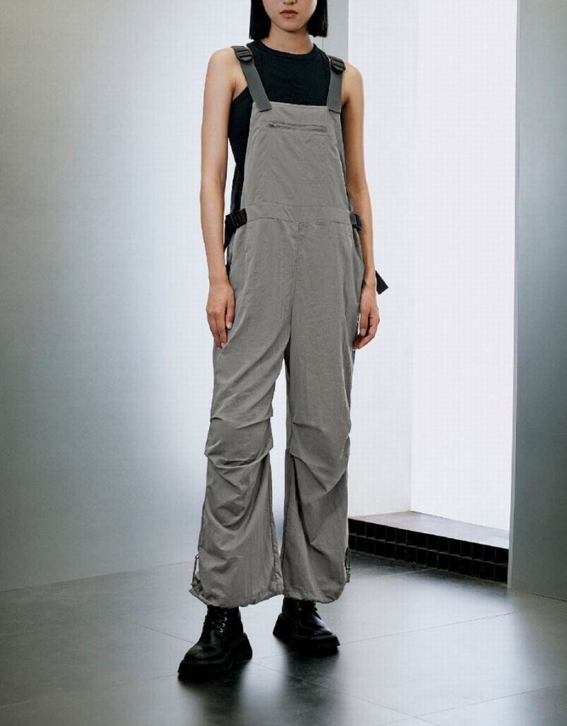 Pantalon Urban Revivo Overall With Front Zippé Pocket Femme Grise Clair | AEA7230IS