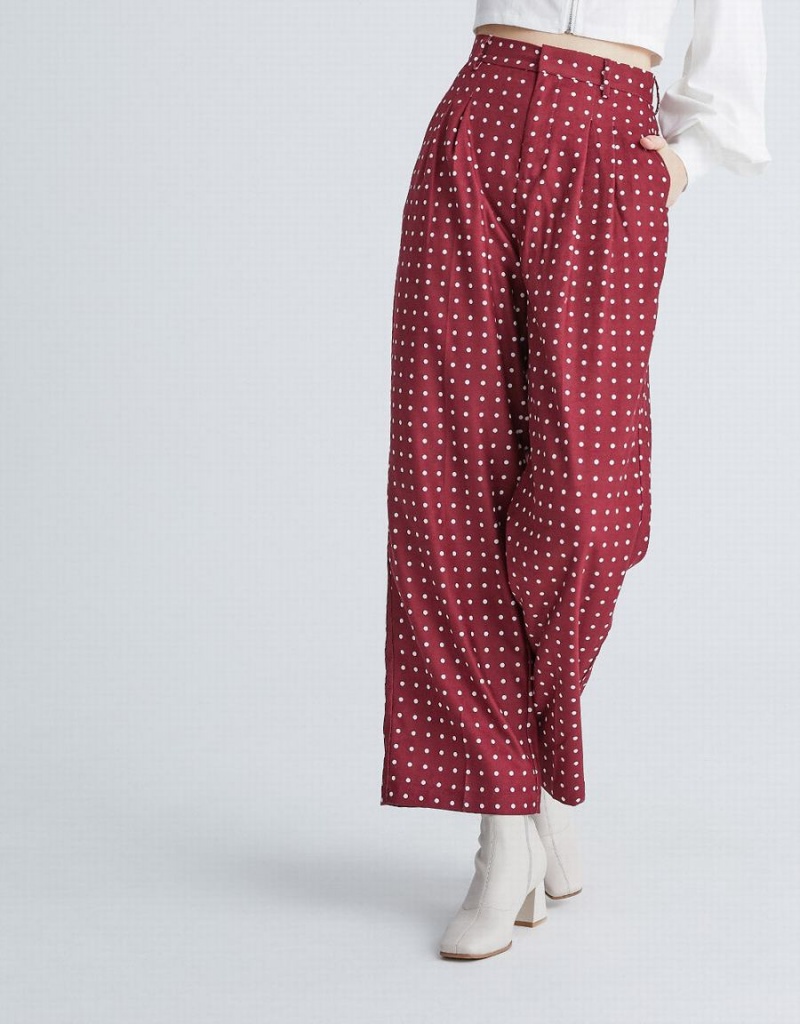 Pantalon Urban Revivo Polka Dot Larges Leg Femme Rouge | PZQ5935PC