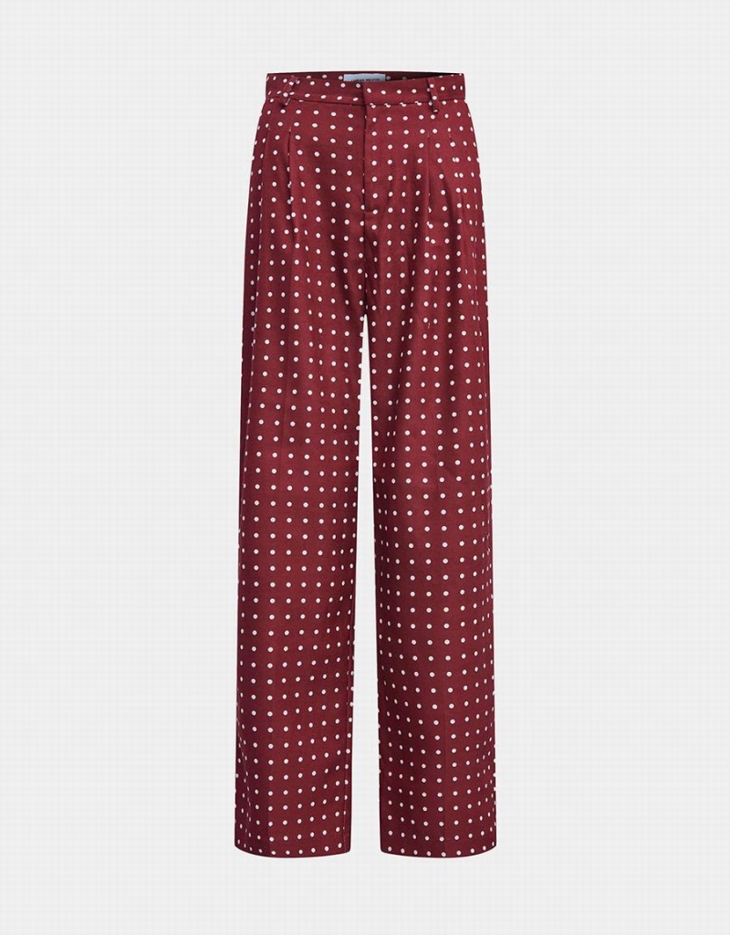 Pantalon Urban Revivo Polka Dot Larges Leg Femme Rouge | PZQ5935PC