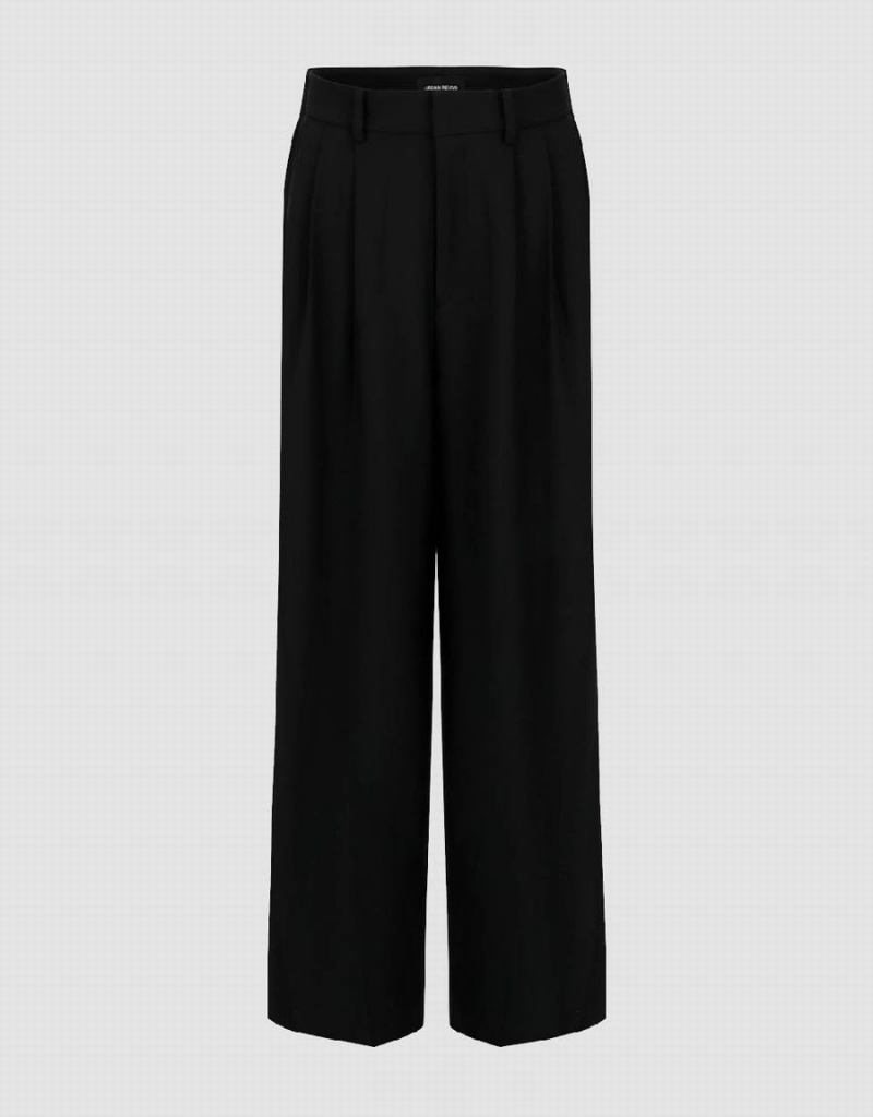 Pantalon Urban Revivo Tailored Larges-Leg Femme Noir | GTD845AF