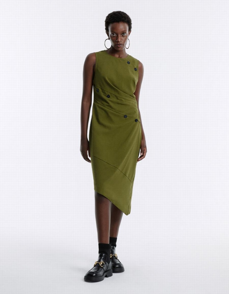 Peignoir Urban Revivo Asymmetrical Buttoned Midi Femme Vert | VBW5121YO