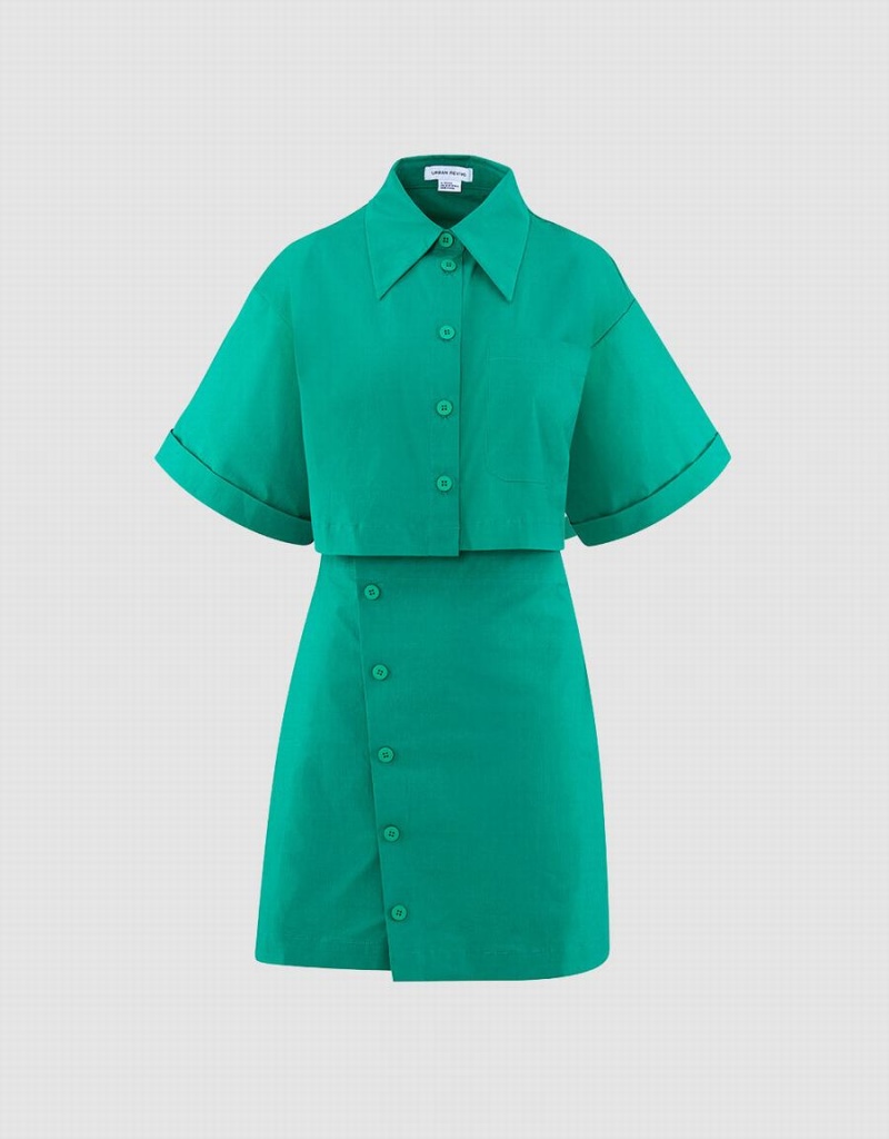 Peignoir Urban Revivo Button Down A-Line Collar Femme Vert | OAA6563IO