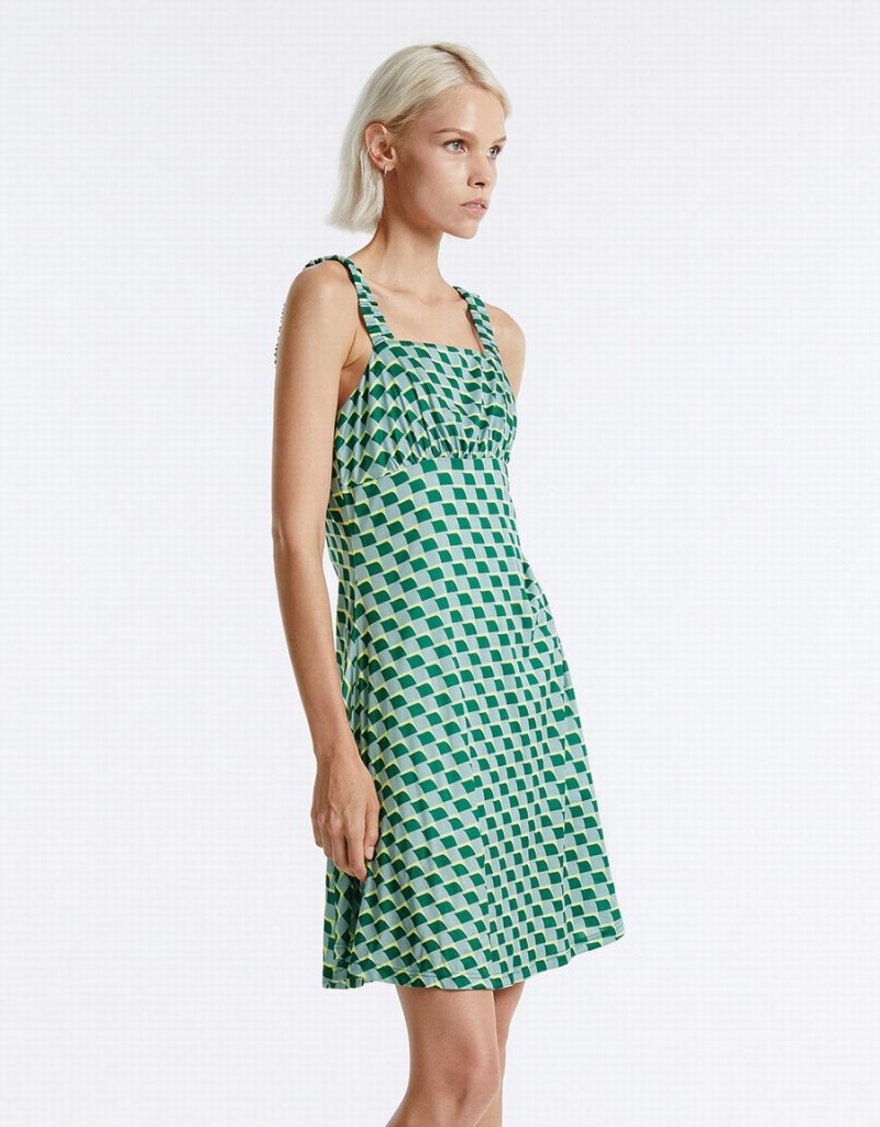 Peignoir Urban Revivo Checkered Knit Femme Vert | DTV5297FH