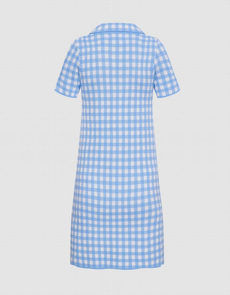 Peignoir Urban Revivo Checkered Tricoté Mini Checkered Femme Bleu | OVK4436YC