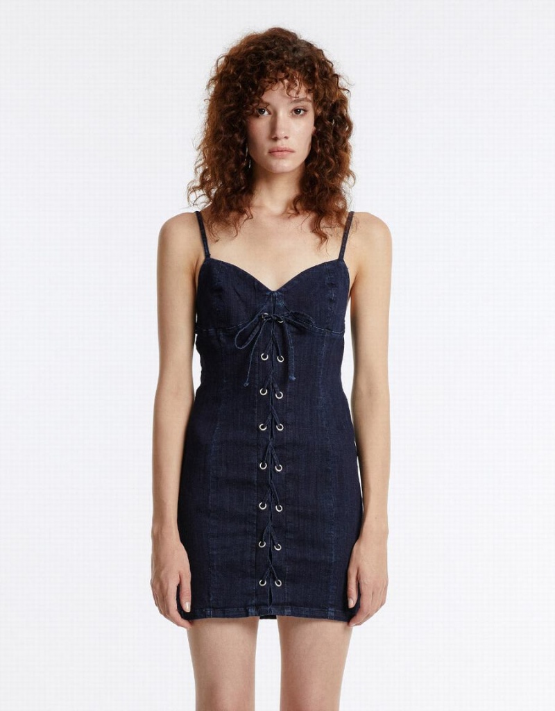 Peignoir Urban Revivo Corset Style Denim Femme Bleu | HOC3190UJ