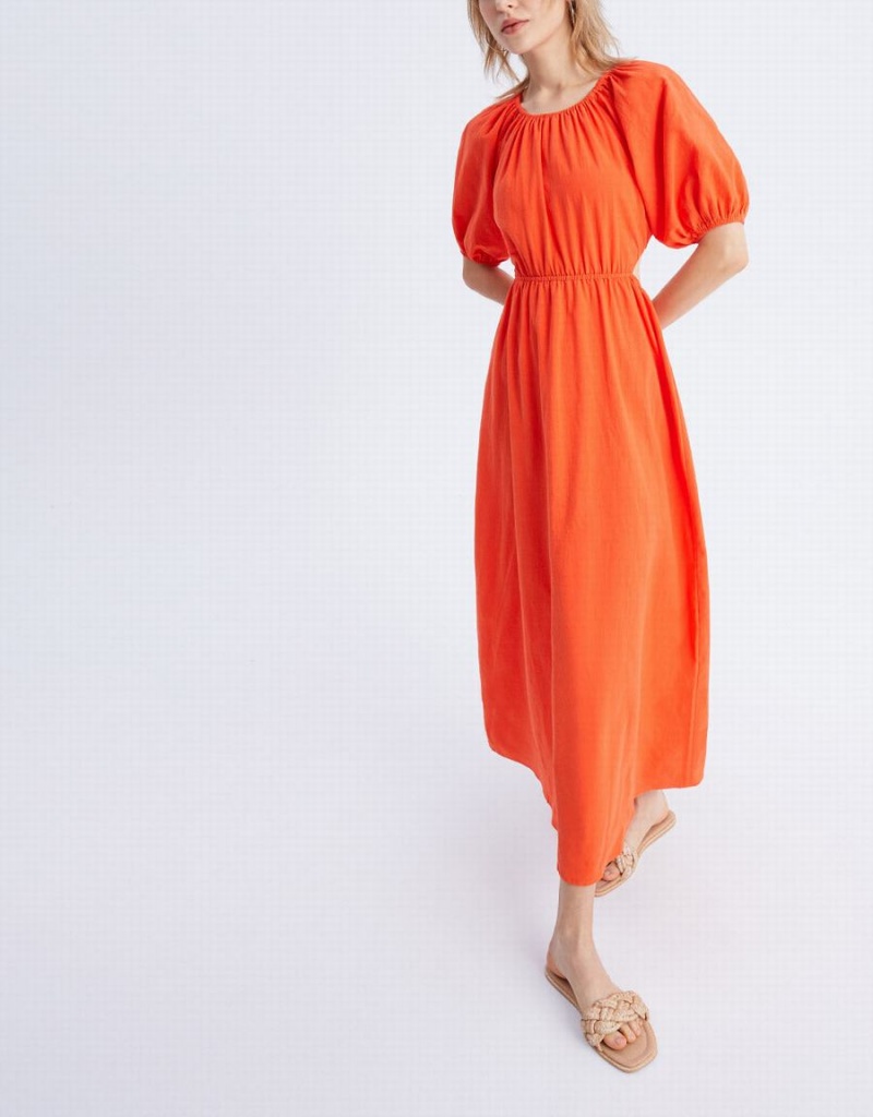 Peignoir Urban Revivo Cut Out Back Puff Sleeve Maxi Femme Orange | YQC2881YS