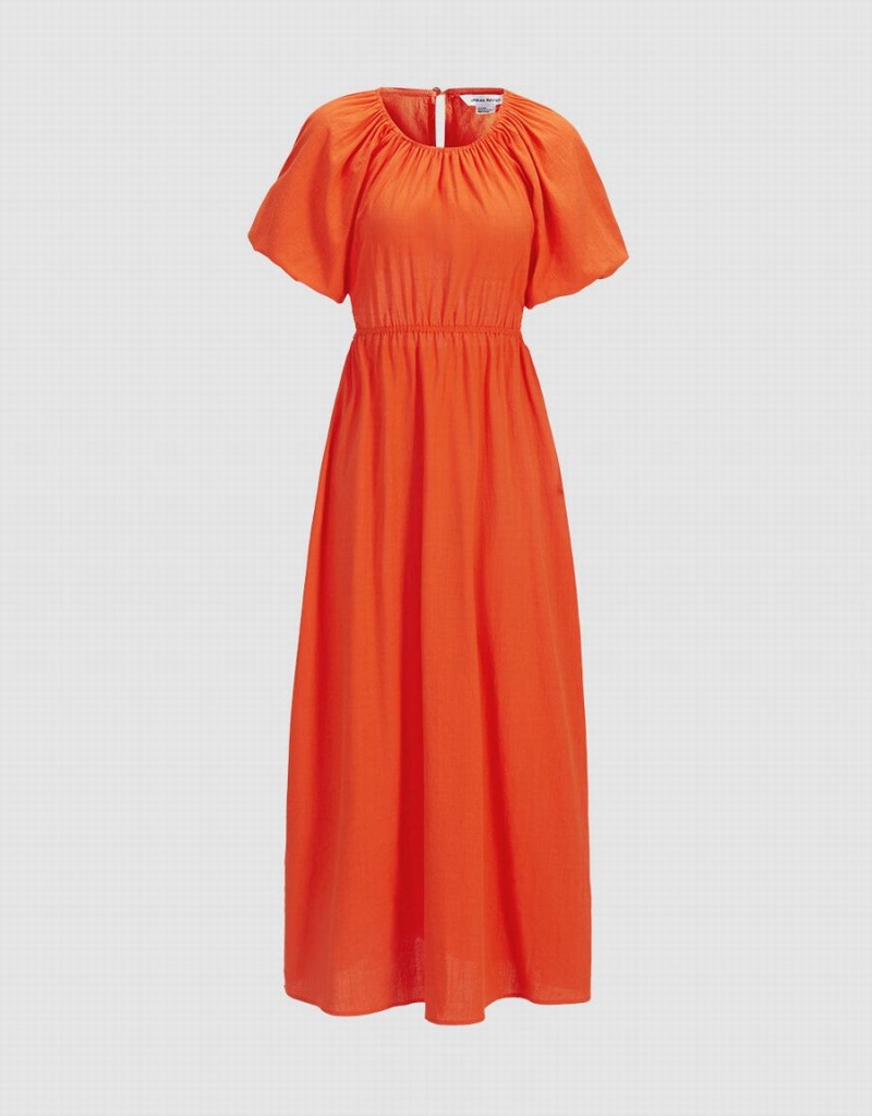 Peignoir Urban Revivo Cut Out Back Puff Sleeve Maxi Femme Orange | YQC2881YS