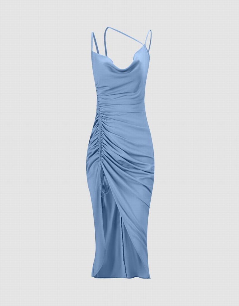 Peignoir Urban Revivo Draped Midi Femme Bleu | VCA6930EN