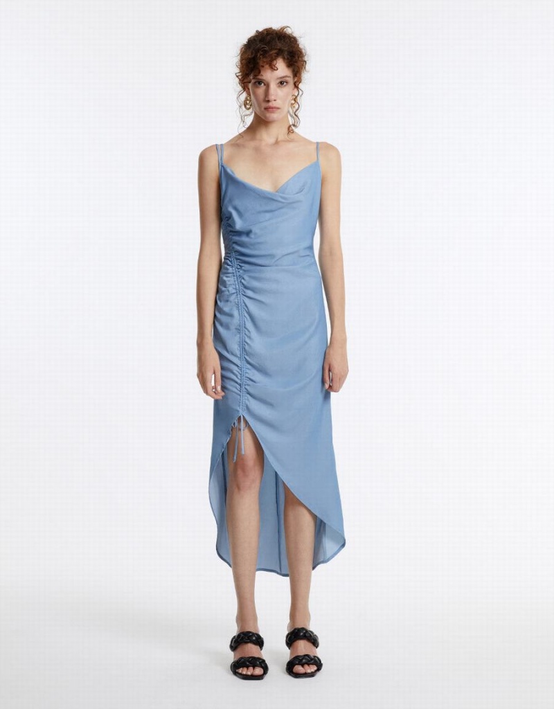 Peignoir Urban Revivo Draped Midi Femme Bleu | VCA6930EN