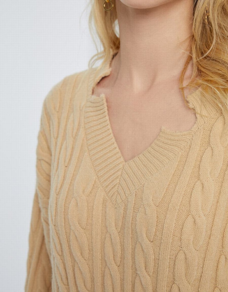 Peignoir Urban Revivo Drop Shoulder Cable Knit Femme Kaki | NDA1951SR