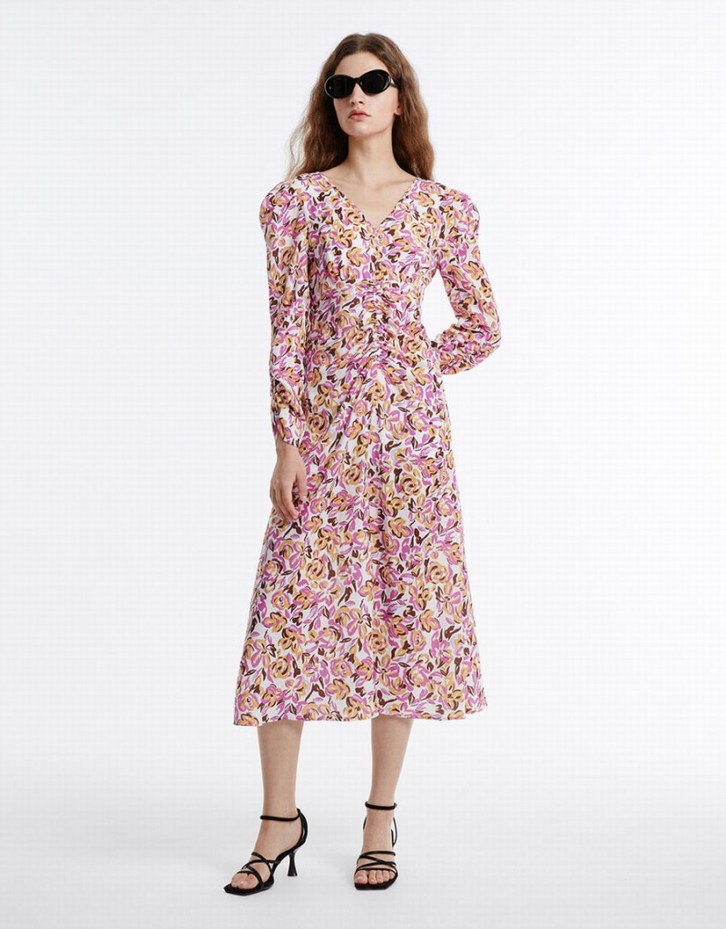 Peignoir Urban Revivo Floral Chiffon Femme Violette | JQS236LB