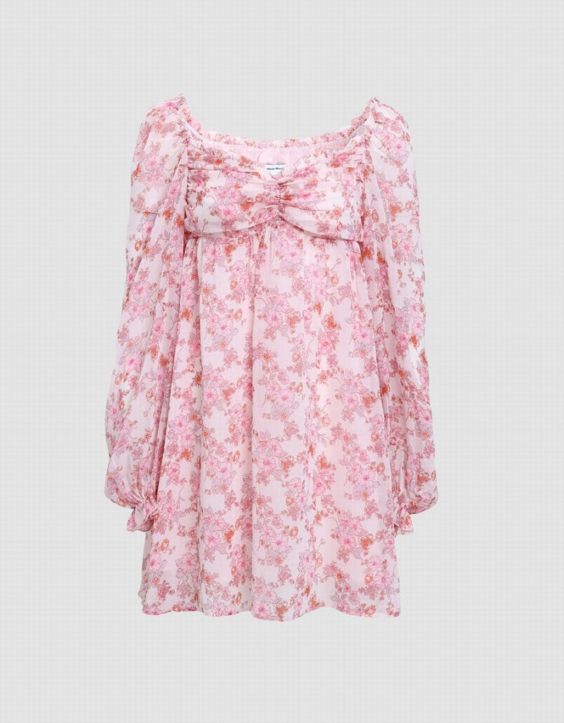 Peignoir Urban Revivo Floral Square-cut Collar Femme Rose | APL1210JE