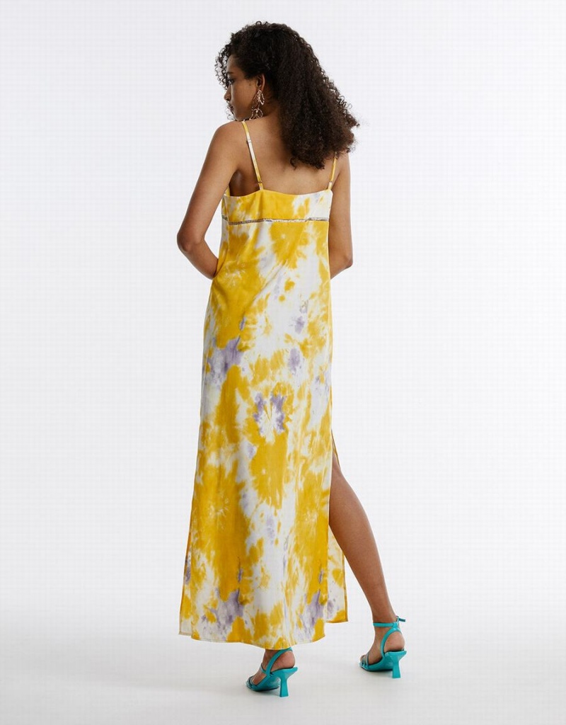 Peignoir Urban Revivo Flowy Floral Femme Jaune | PDQ4213YV