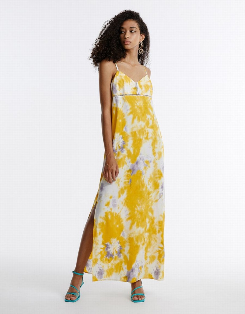 Peignoir Urban Revivo Flowy Floral Femme Jaune | PDQ4213YV