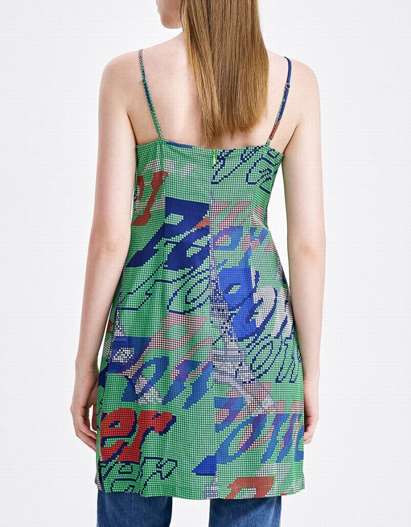 Peignoir Urban Revivo Graffiti Print Cami Mini Femme Vert | XAT5977QX