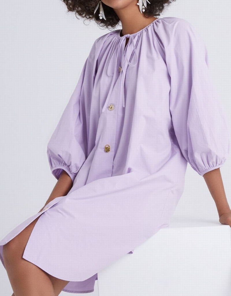 Peignoir Urban Revivo Knot Front Button Up Crew Neck Femme Violette | TJM9715QQ