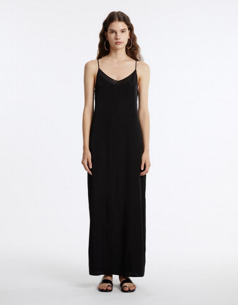 Peignoir Urban Revivo Lanières Maxi Femme Noir | VXW3585VA