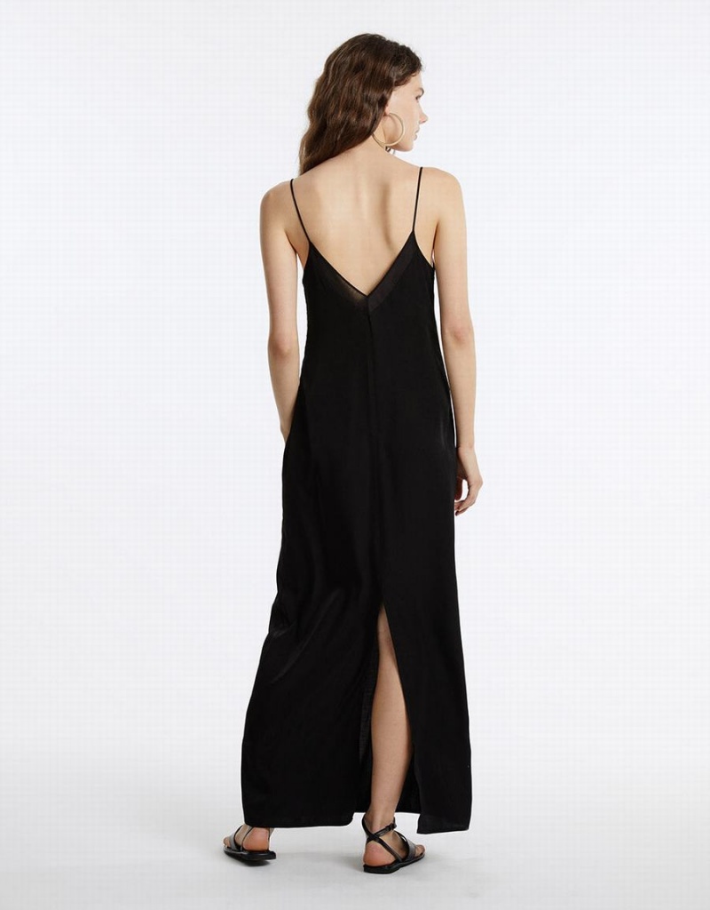 Peignoir Urban Revivo Lanières Maxi Femme Noir | VXW3585VA