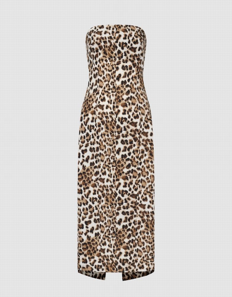 Peignoir Urban Revivo Leopard Printed Sans Manches Mince Femme Marron | QMU8832HY