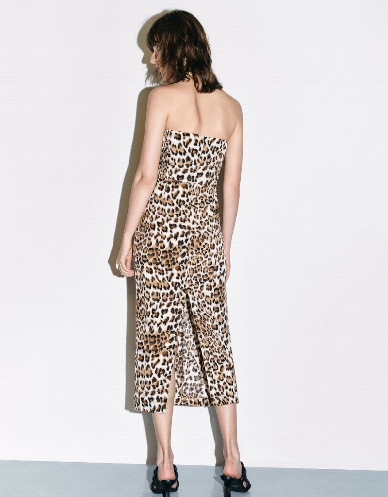 Peignoir Urban Revivo Leopard Printed Sans Manches Mince Femme Marron | QMU8832HY