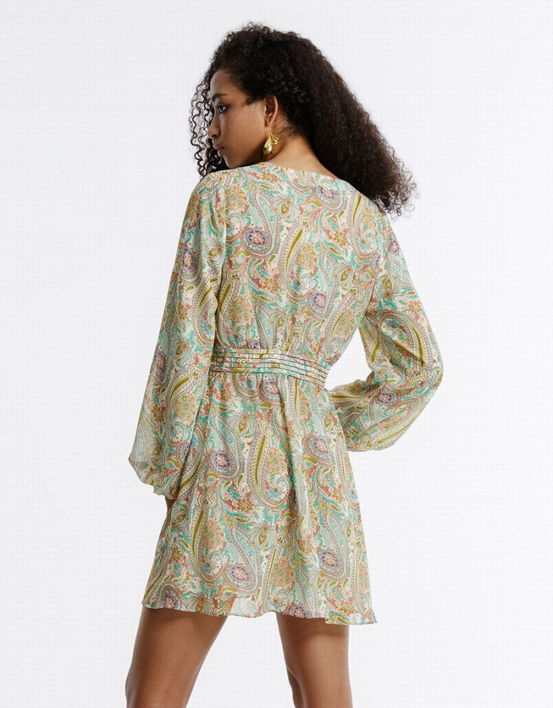 Peignoir Urban Revivo Paisley Print Chiffon Femme Vert | MFC6778CB