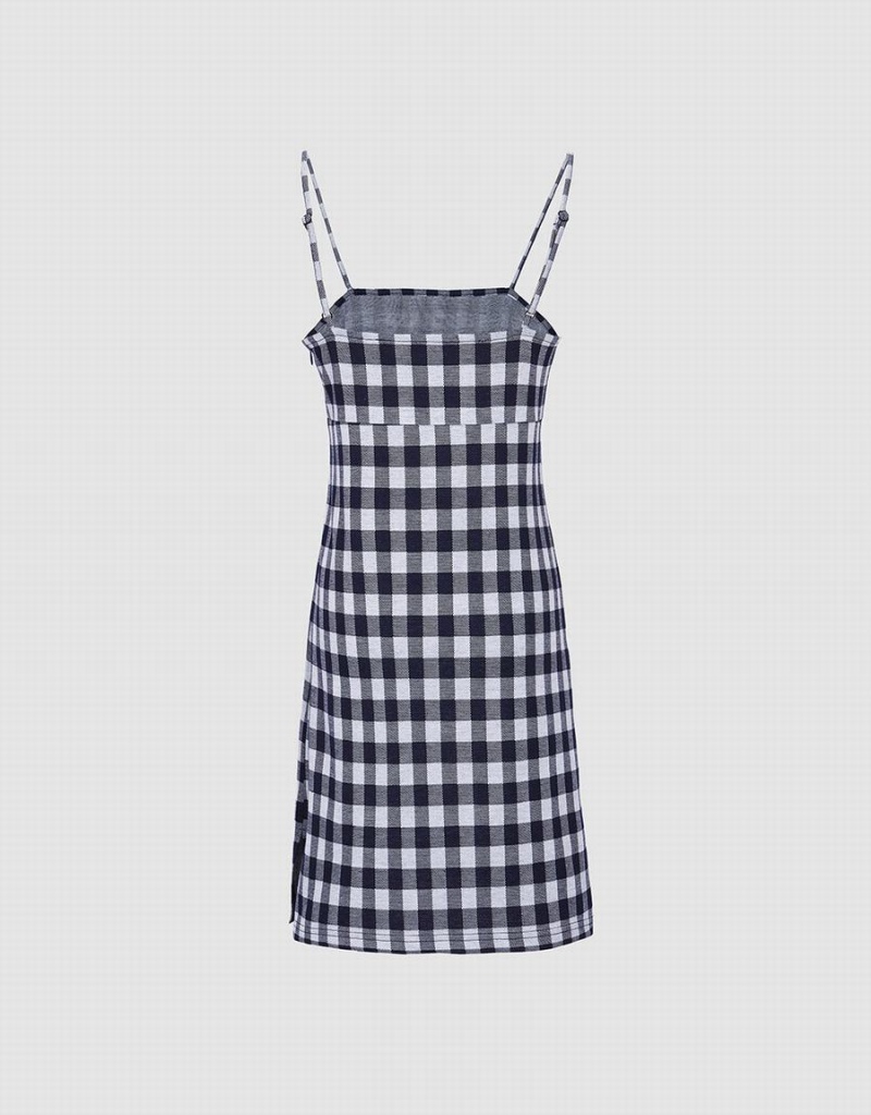 Peignoir Urban Revivo Plaid Tricoté Cami Checkered Femme Bleu | LOO7965QZ