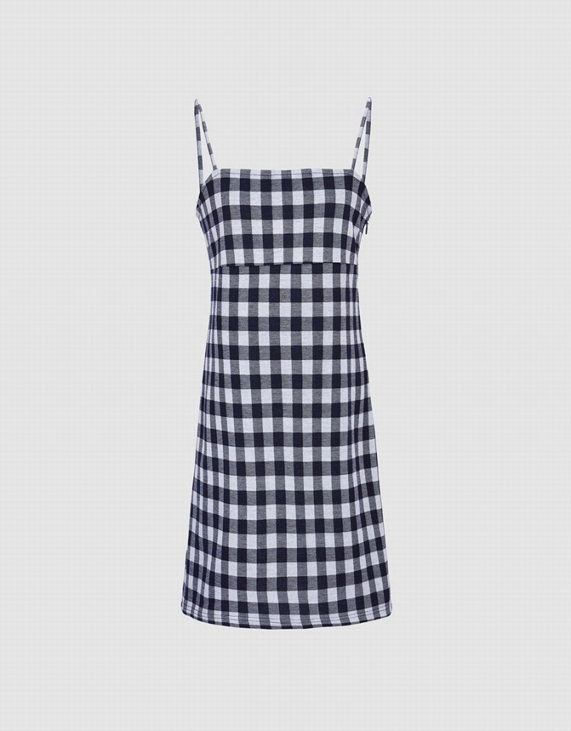 Peignoir Urban Revivo Plaid Tricoté Cami Checkered Femme Bleu | LOO7965QZ