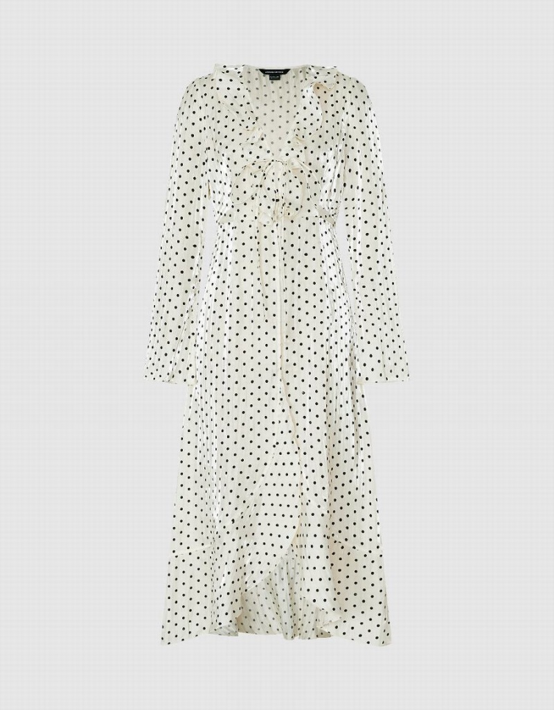 Peignoir Urban Revivo Polka Dot V-Neck Skater Femme Blanche | HXP4942DI