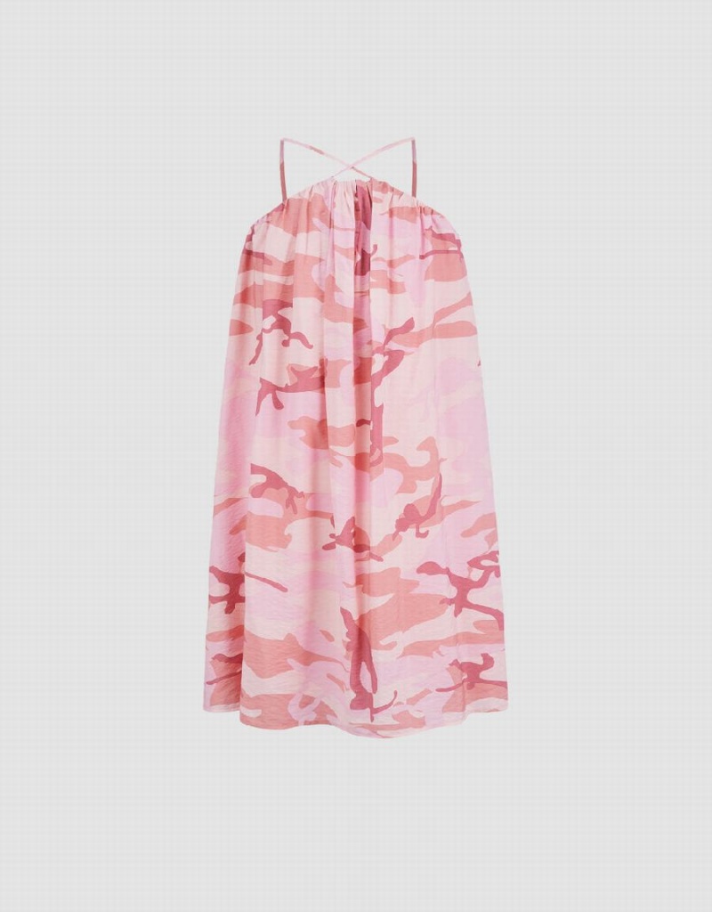 Peignoir Urban Revivo Printed Sans Manches V-Neck A-Line Femme Rose Blanche | ZXQ8848CX