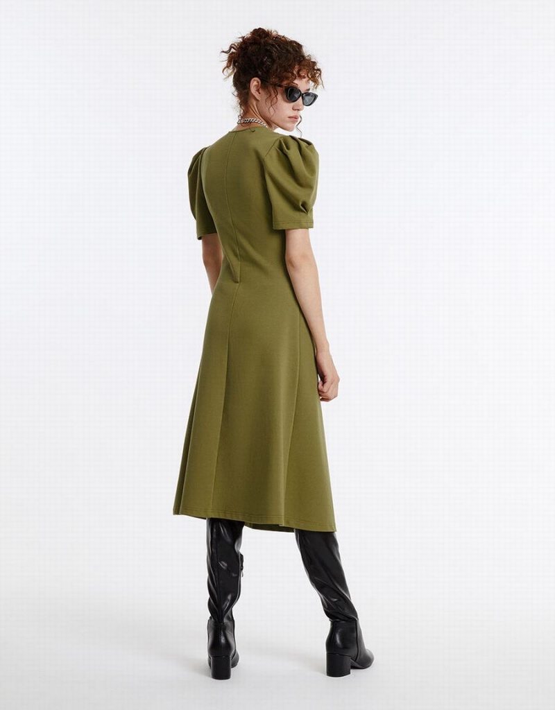 Peignoir Urban Revivo Puff Sleeve Ruched Femme Vert | THW3065ZL