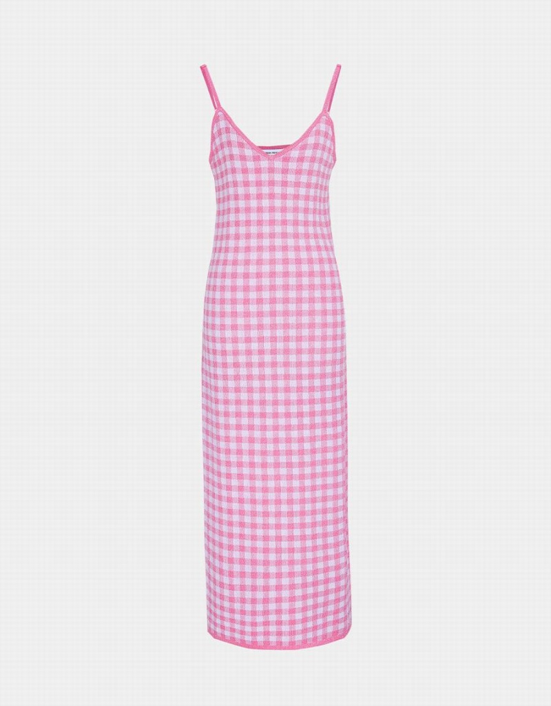 Peignoir Urban Revivo Sans Manches V-Neck Tricoté Checkered Femme Bleu | AFR7459NS