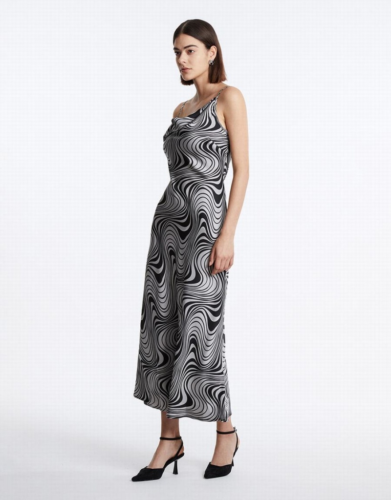 Peignoir Urban Revivo Swirl Print Maxi Cami Femme Grise | QFG6540NA