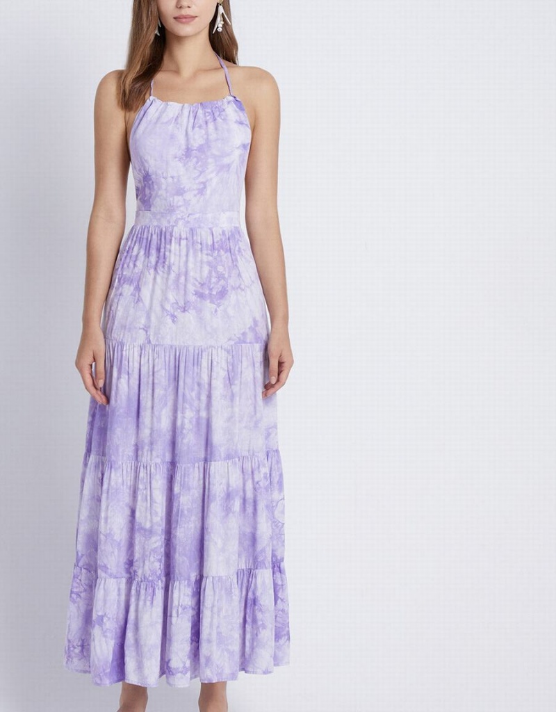 Peignoir Urban Revivo Tie Dye Tiered Backless Halter Femme Violette | CFN4958KP