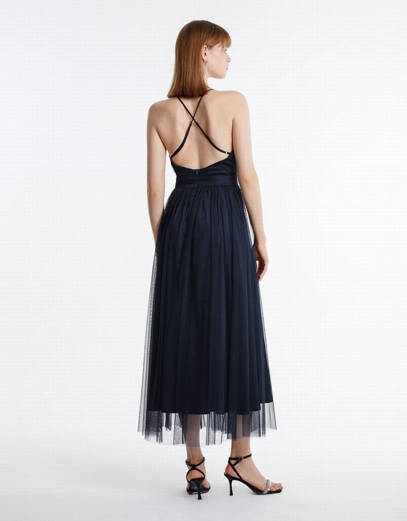 Peignoir Urban Revivo Tulle Maxi Femme Bleu | CSE7199UU