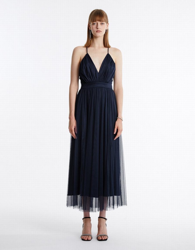 Peignoir Urban Revivo Tulle Maxi Femme Bleu | CSE7199UU