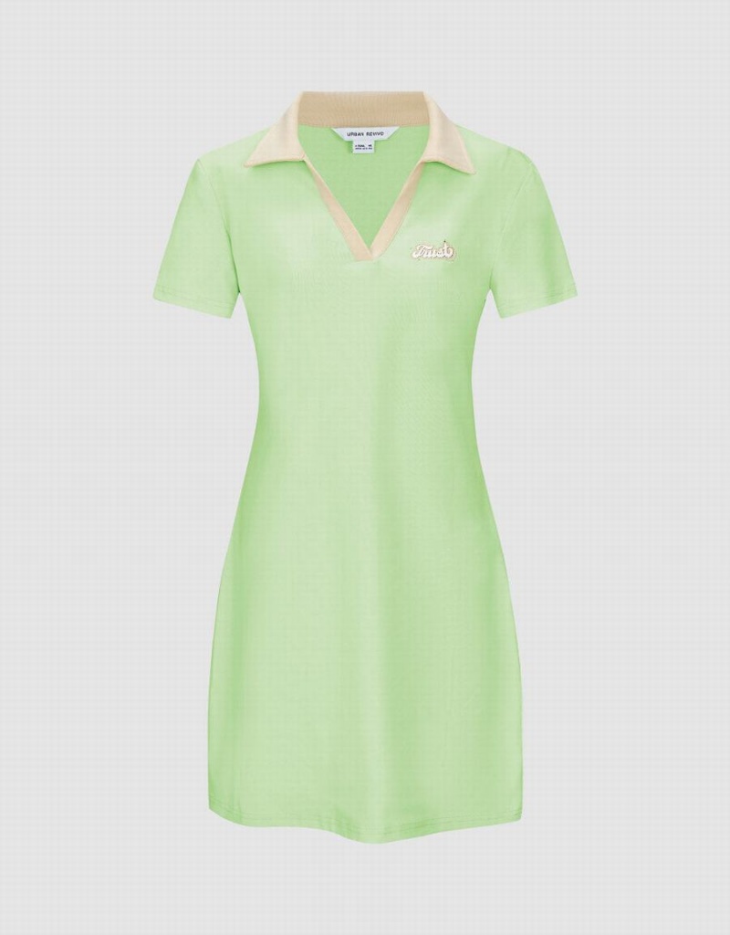 Peignoir Urban Revivo V-Neck A-Line Femme Vert | WUB7141GW