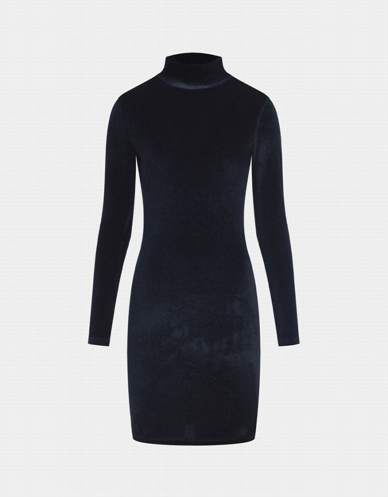 Peignoir Urban Revivo Velvet Turtle Neck Bodycon Femme Noir | RZT3381KP