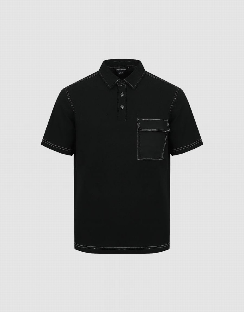 Polos Urban Revivo Droit Homme Noir | TSV4480AB